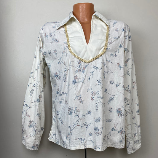 1960s/70s Floral Pull Over Shirt, Alfie California, Size Large, Hippie