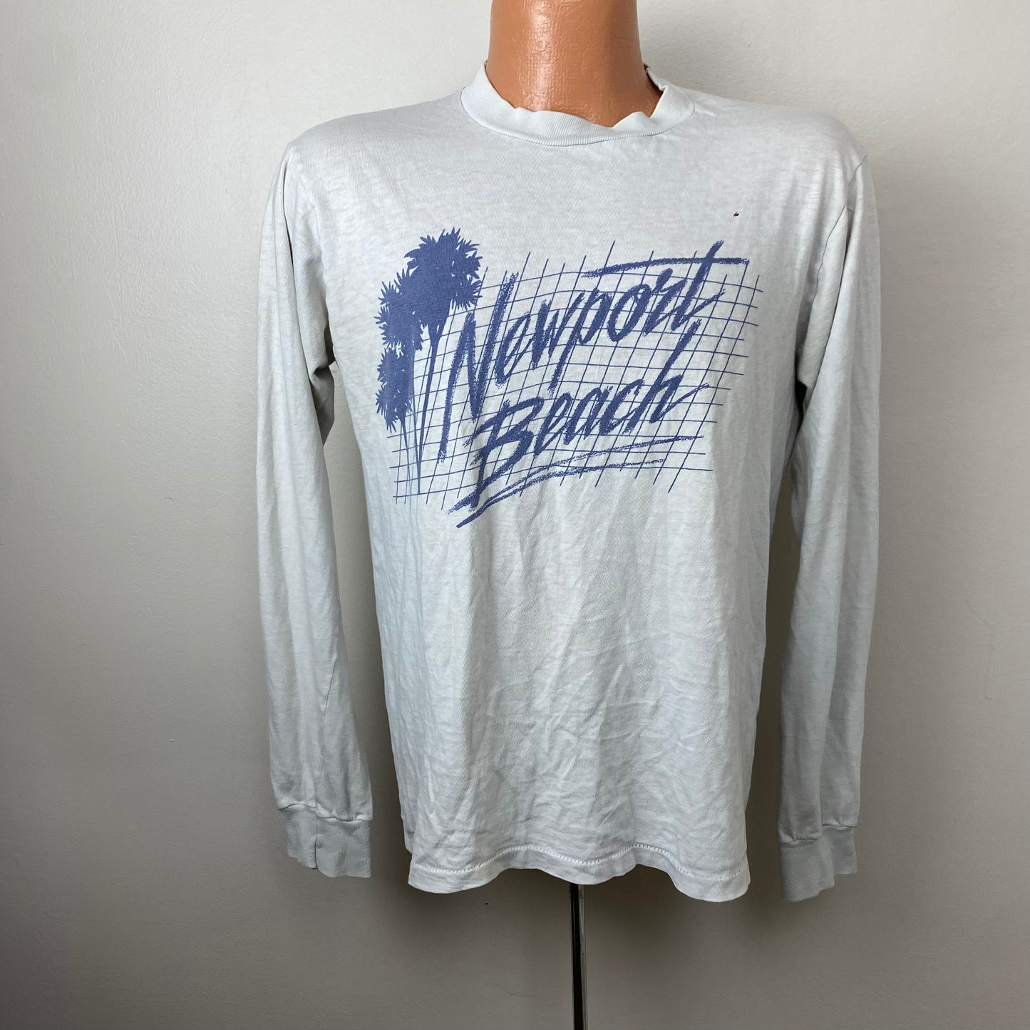 1980s Newport Beach Long Sleeve T-Shirt, Screen Stars Size Medium