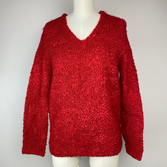 1950s Jantzen Red Bouclé V-Neck Sweater, Size XS/S