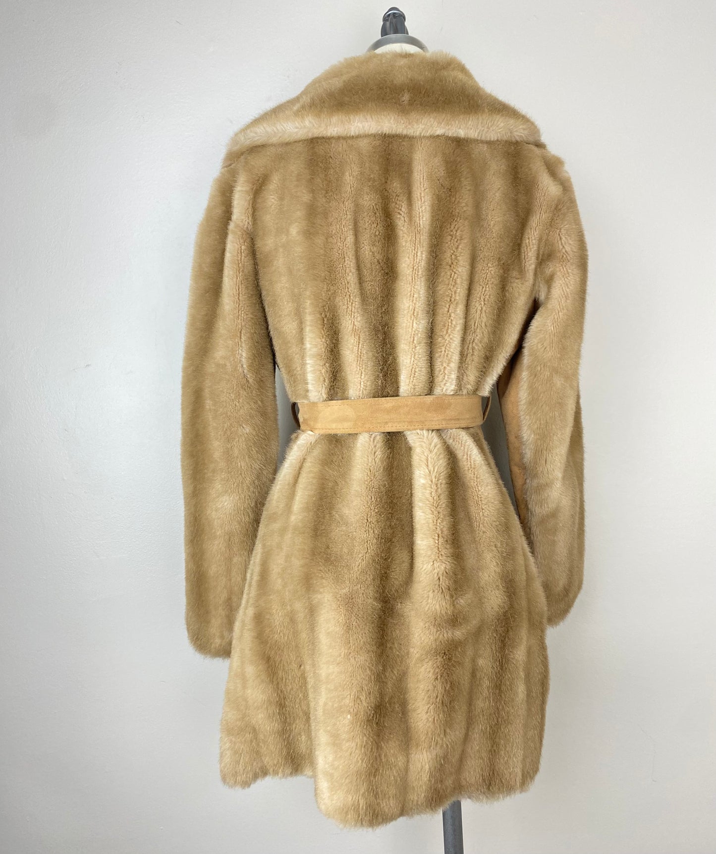 1970s Brown Faux Fur and Leather Coat, London Leathers by Lilli Ann, Size S-M