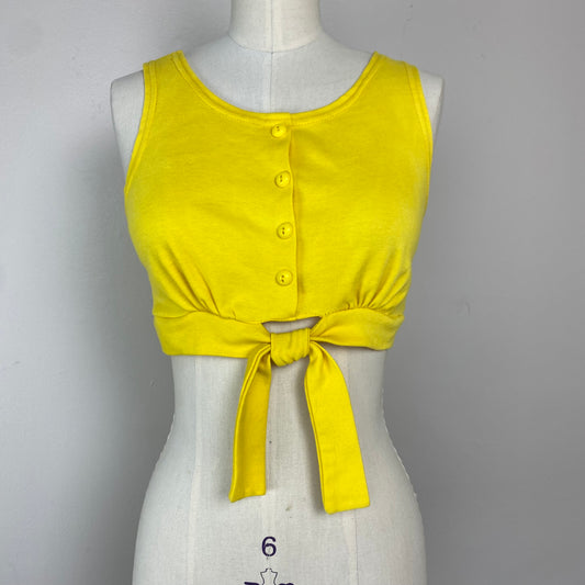 1970s/80s Yellow Knit Crop Top, Size XS/S