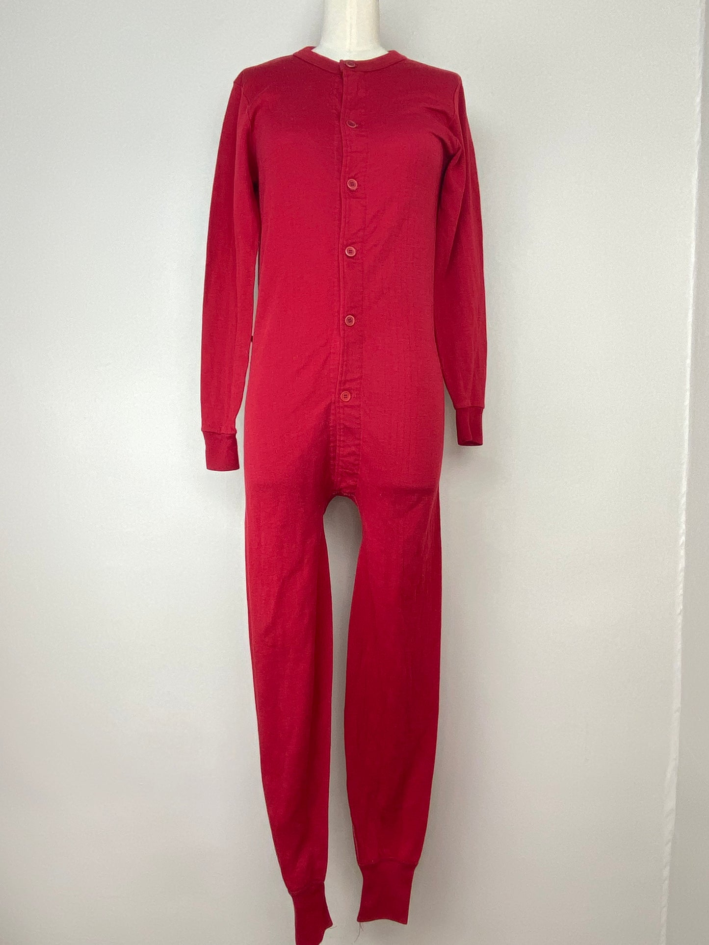 1980s/90s Red Union Suit, Allen A Size S/M, Long Johns, Long Underwear, Pajamas