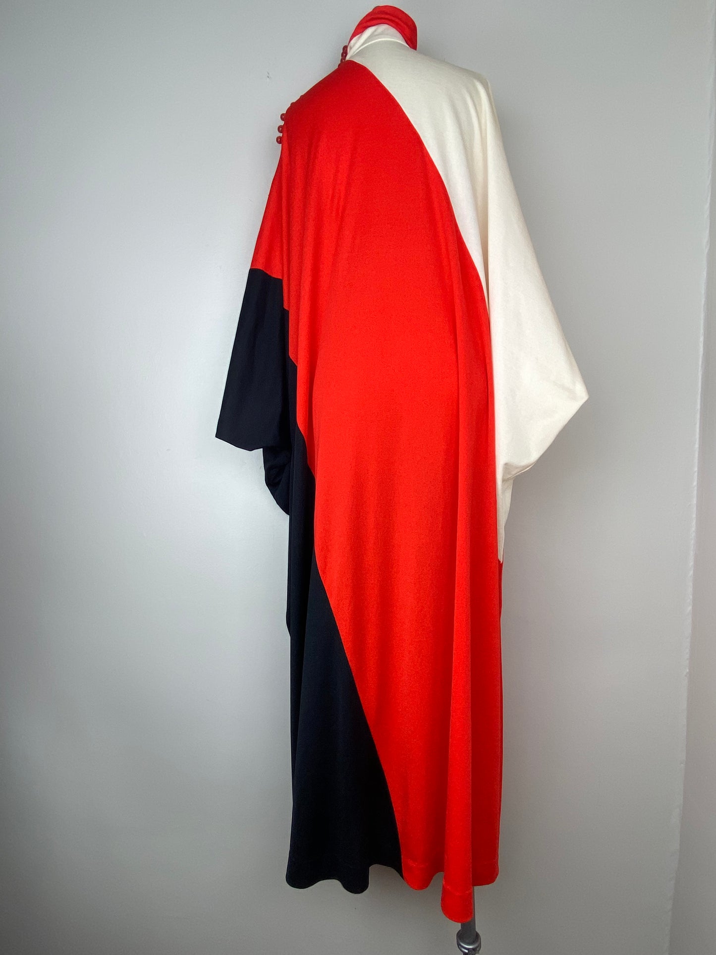 1970s Color Block Caftan Dress, Pat Richards, Size S-XL, Turtleneck