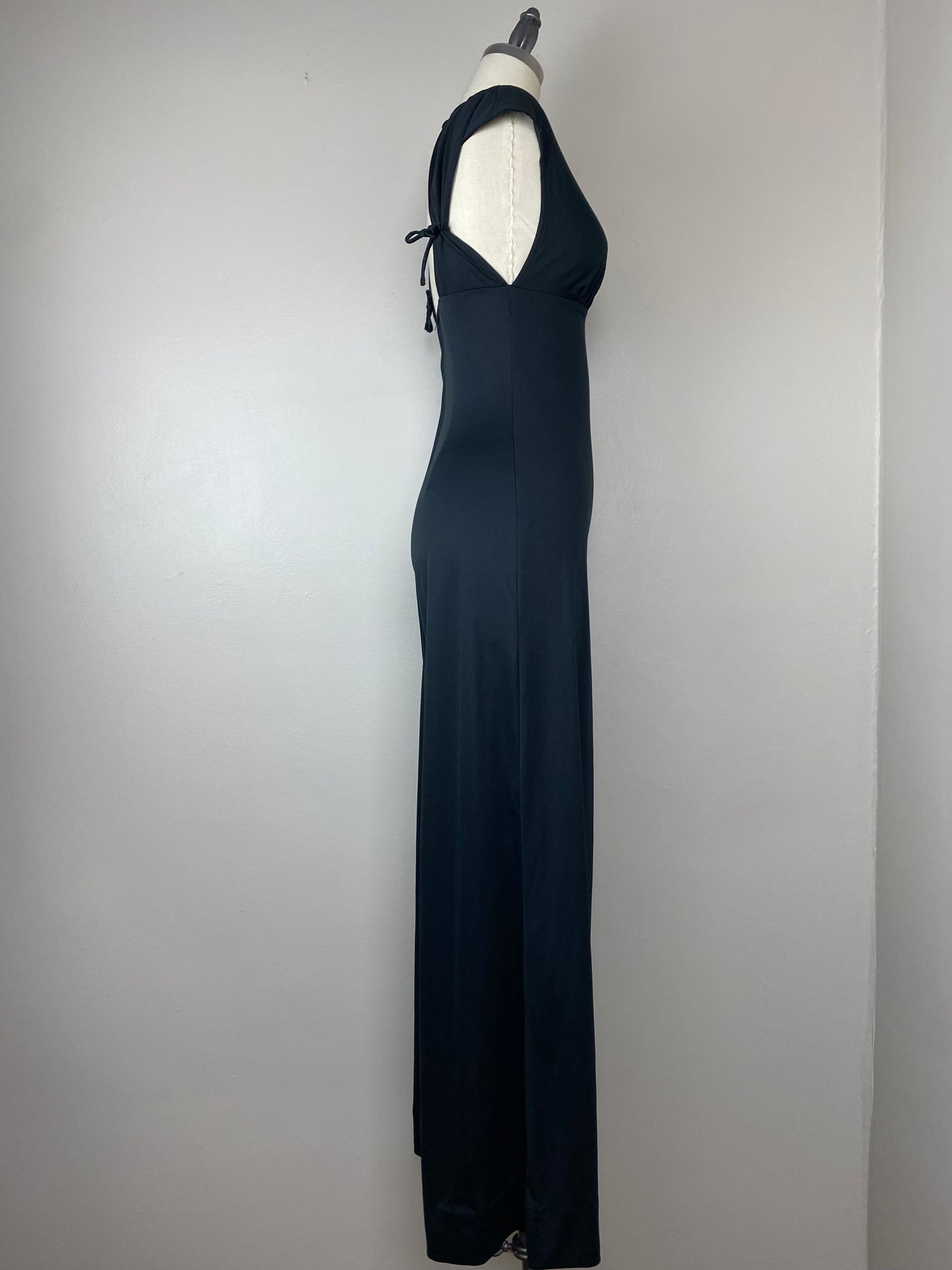 1970s Black Bell Bottom Jumpsuit, Act I, Size XS