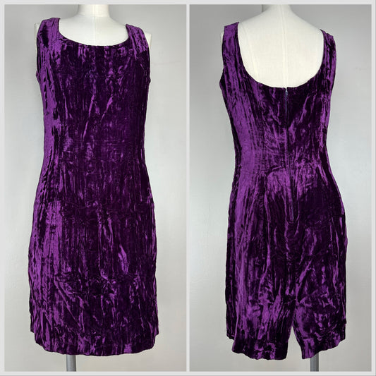 1980s Betsey Johnson Purple Crush Velvet Mini Dress, Size Medium, Punk Label