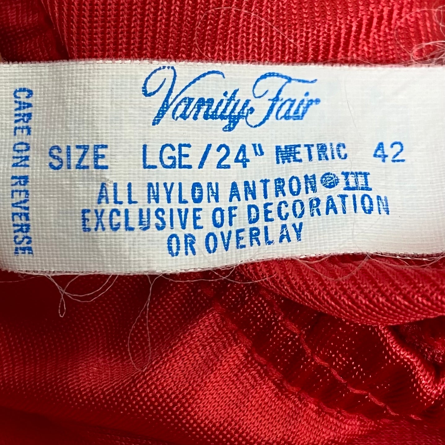 1970s Red Vanity Fair Camisole and Half Slip, Size Medium, Nylon