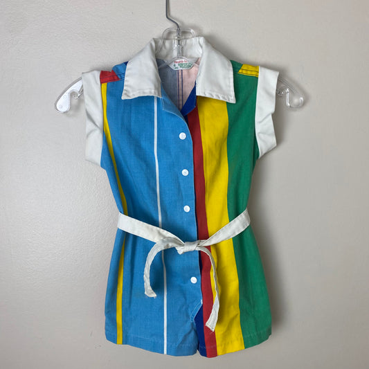 1980s Health-Tex Rainbow Striped Romper, Size 6