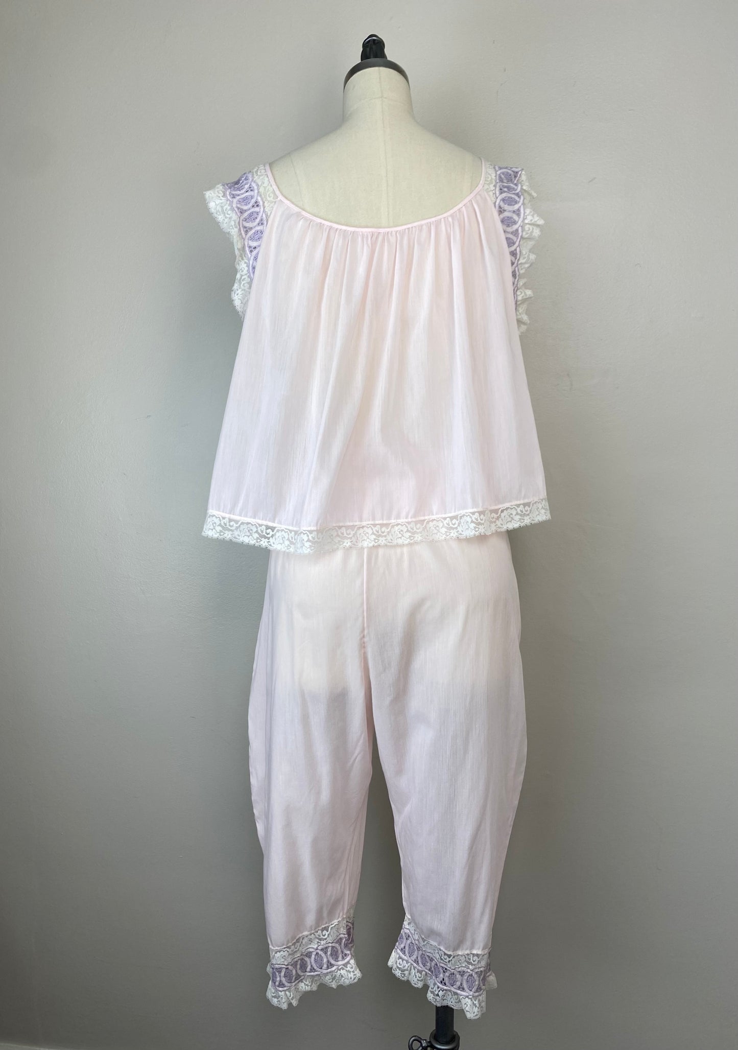 1950s Pastel Pink Pajama Set, Fantasy Lingerie, Size S/M