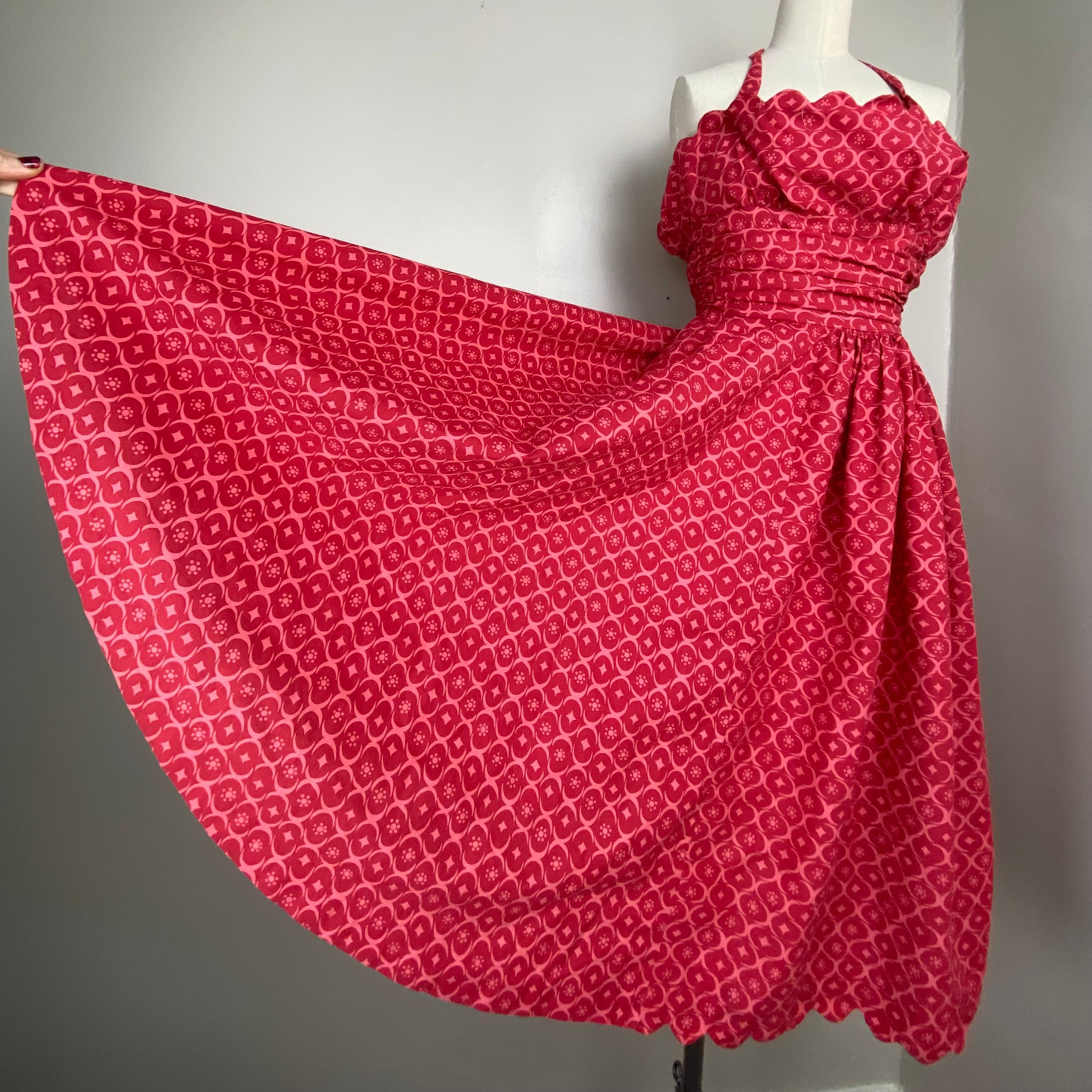 1940s/50s Tina Leser by Foreman Asymmetrical Halter Dress, Size XXS, P Proveaux Vintage 1940s/50s Tina Leser by Foreman Asymmetrical Halter Dress, Size XXS, P Proveaux Vintage