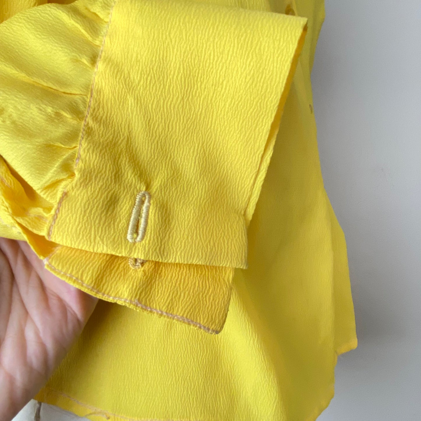 1960s/70s Bright Yellow Blouse, Handmade, Size XS/S