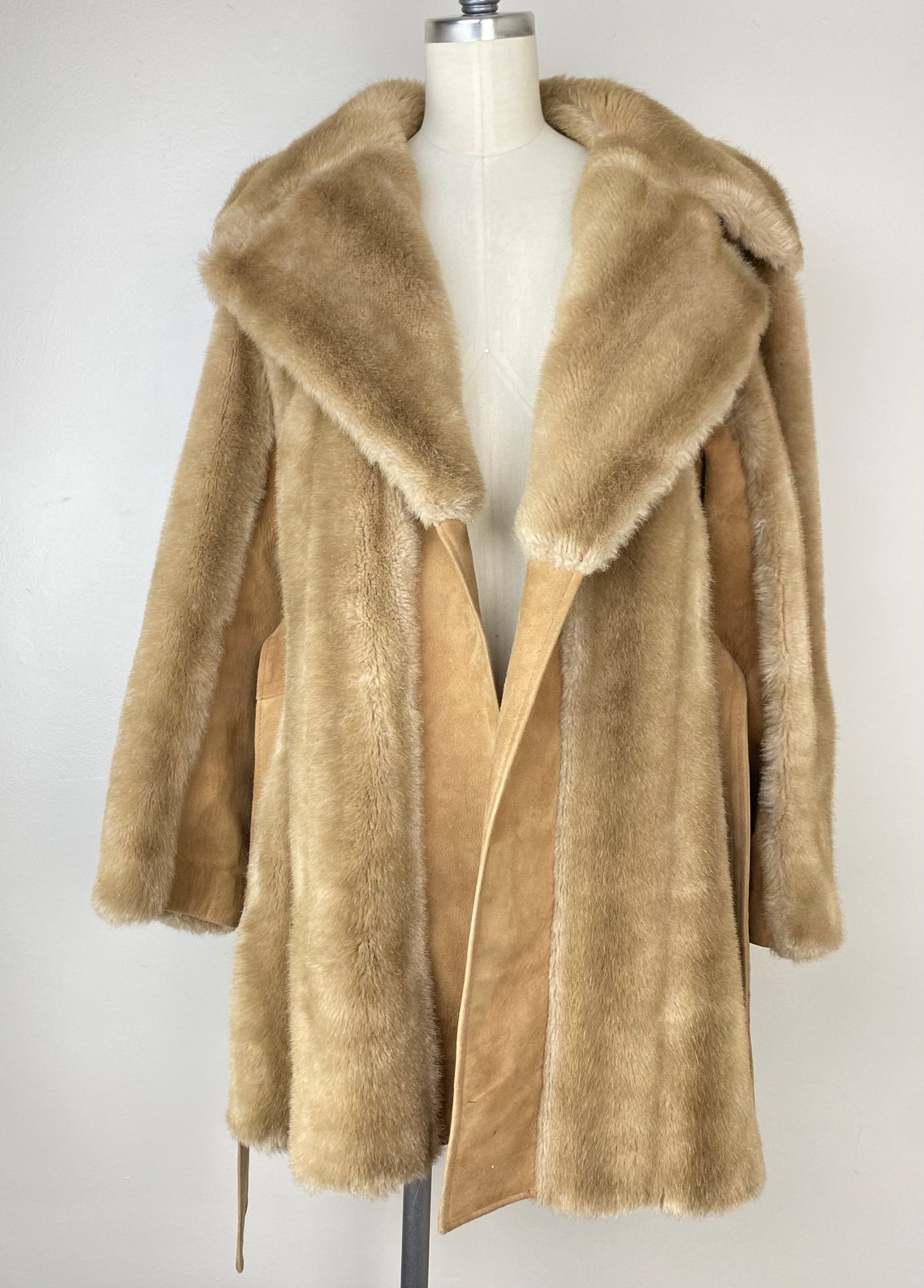 1970s Brown Faux Fur and Leather Coat, London Leathers by Lilli Ann, Size S-M