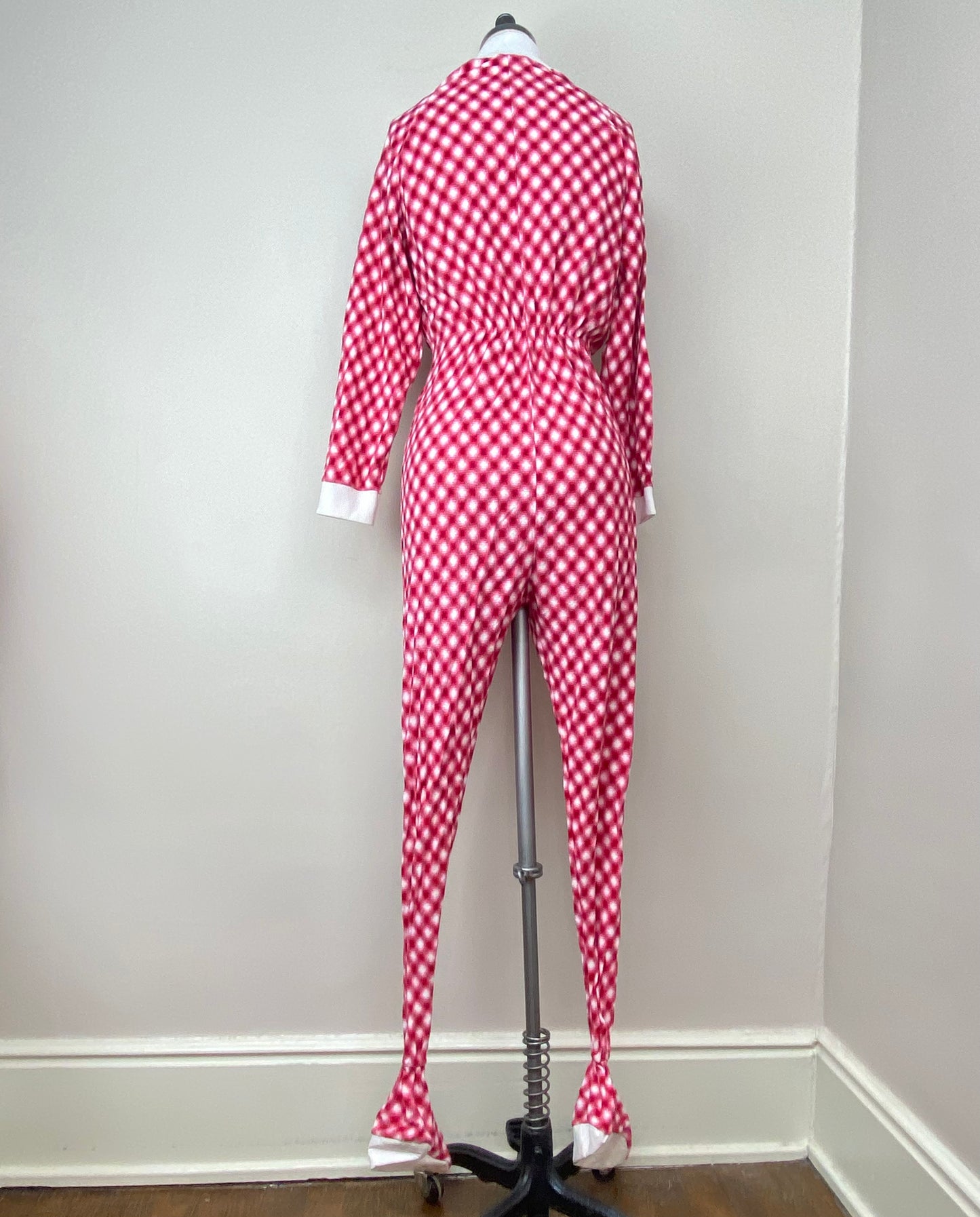 1970s/80s Red Plaid Footie Pajamas, Glencraft Size XS/S