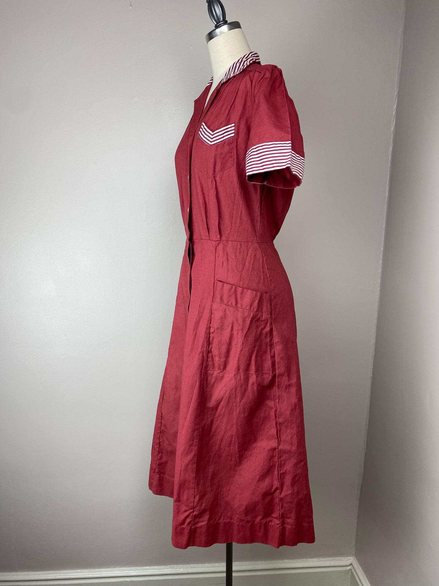 1940s Waitress Uniform, Hoover Size Small, Midi Length