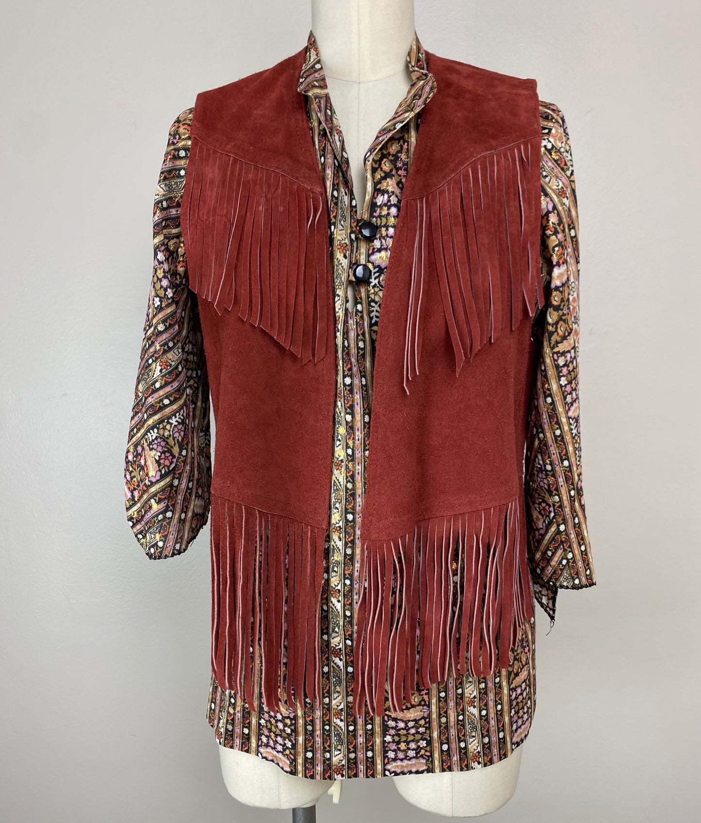 1970s Leather Fringe Vest, Danlee, Size S/M