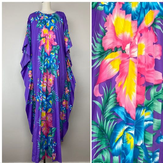 1980s Hawaiian Caftan, Creations Hawaii, One Size Fits All