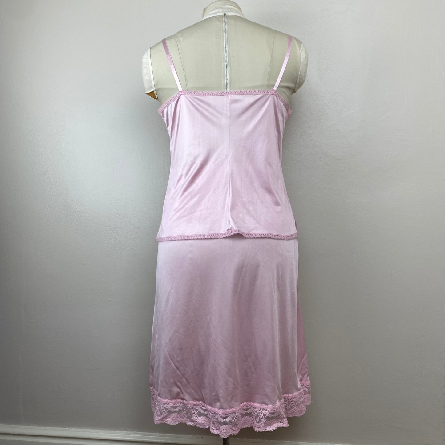 1970s Vanity Fair Pastel Pink Camisole and Half Slip, Size Medium, Nylon