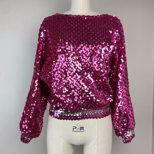 1970s/80s Pink Sequin Top, Teddi of California Size XS