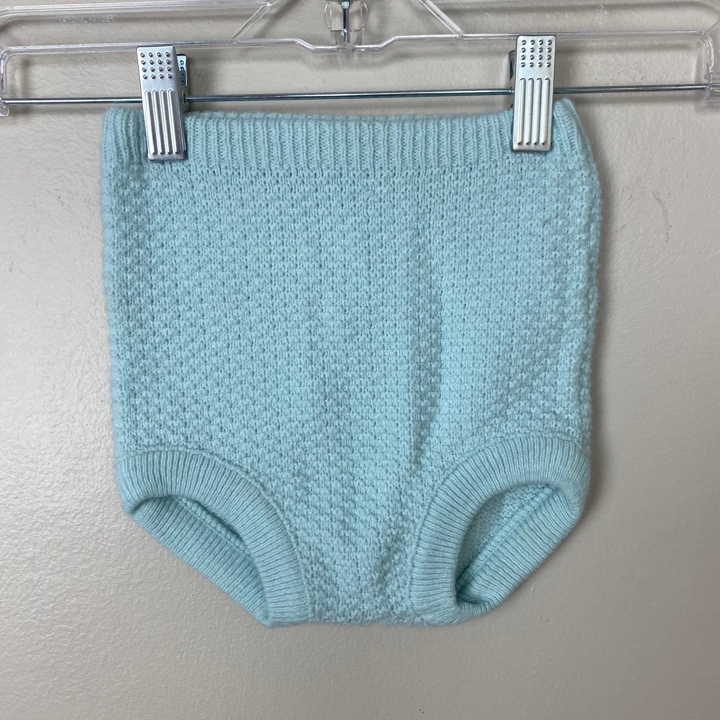 1970s Seed Stitch Knitted High Waisted Bloomer, Baby Blue Brief Shorts