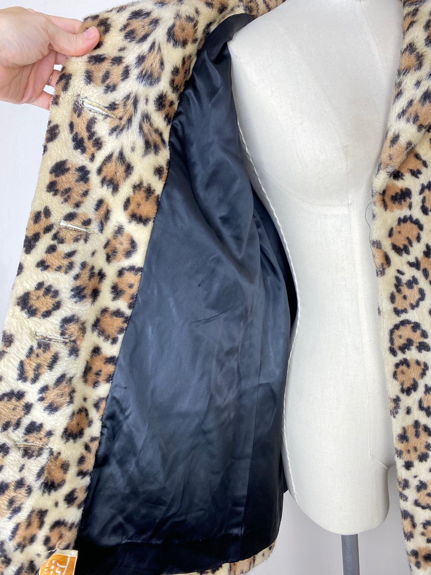 1960s/70s Leopard Print Faux Fur Coat, La Sport, Size XS-Small