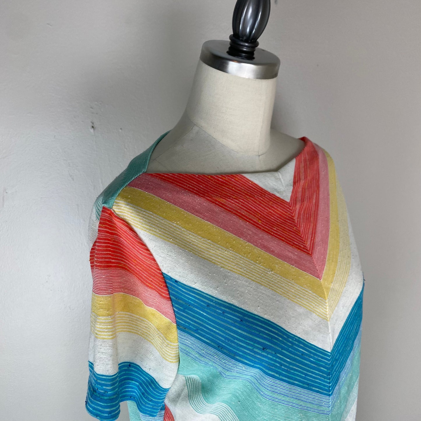 1970s Sears Mates Striped T-Shirt and Cardigan, Size Medium, Rainbow Space Dye