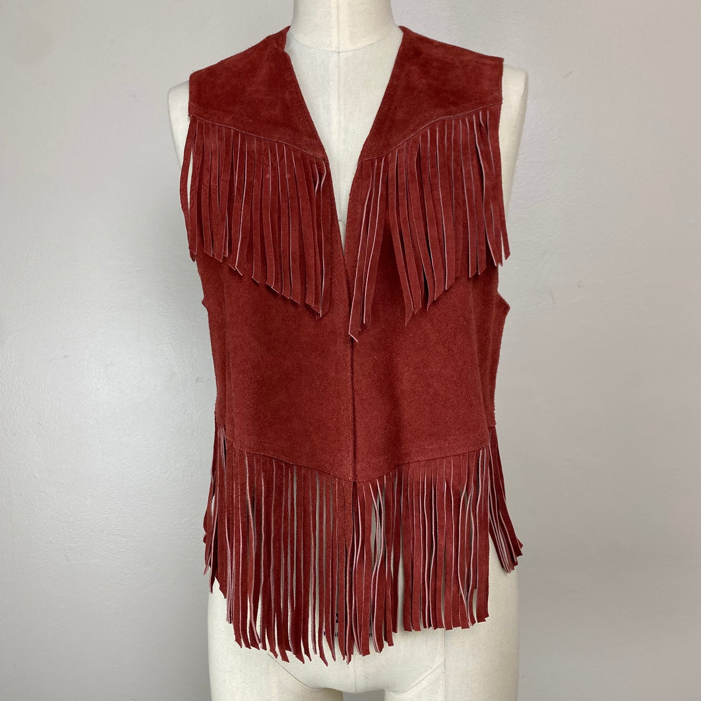 1970s Leather Fringe Vest, Danlee, Size S/M