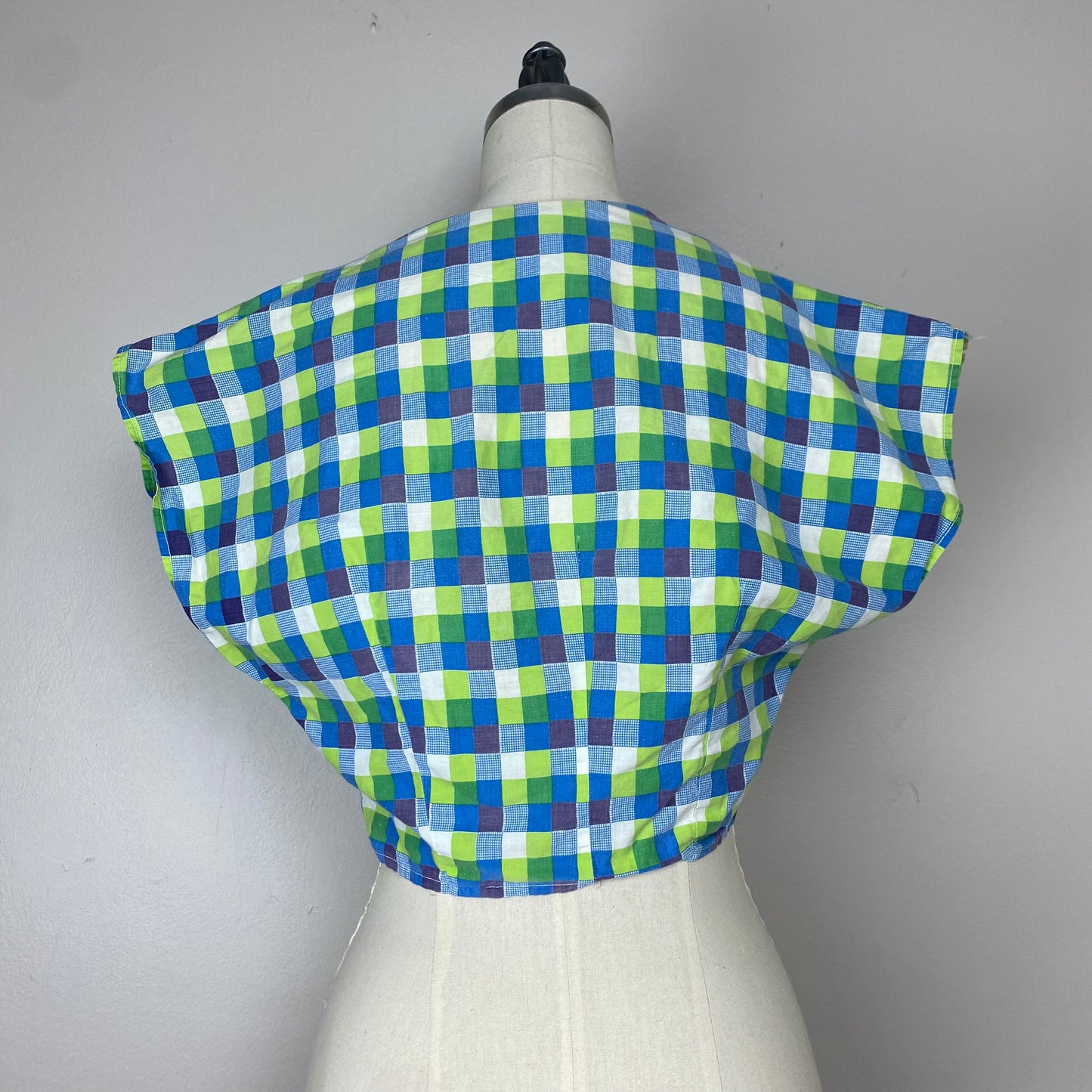 1940s/50s Plaid Crop Top, Size Small, Handmade