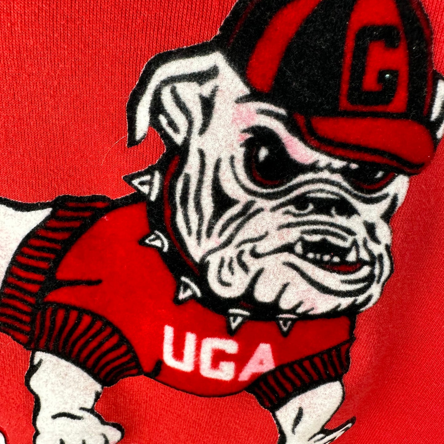 1980s University of Georgia Bulldogs Sweatshirt, Russell Athletic Size XL, Flocked Graphic