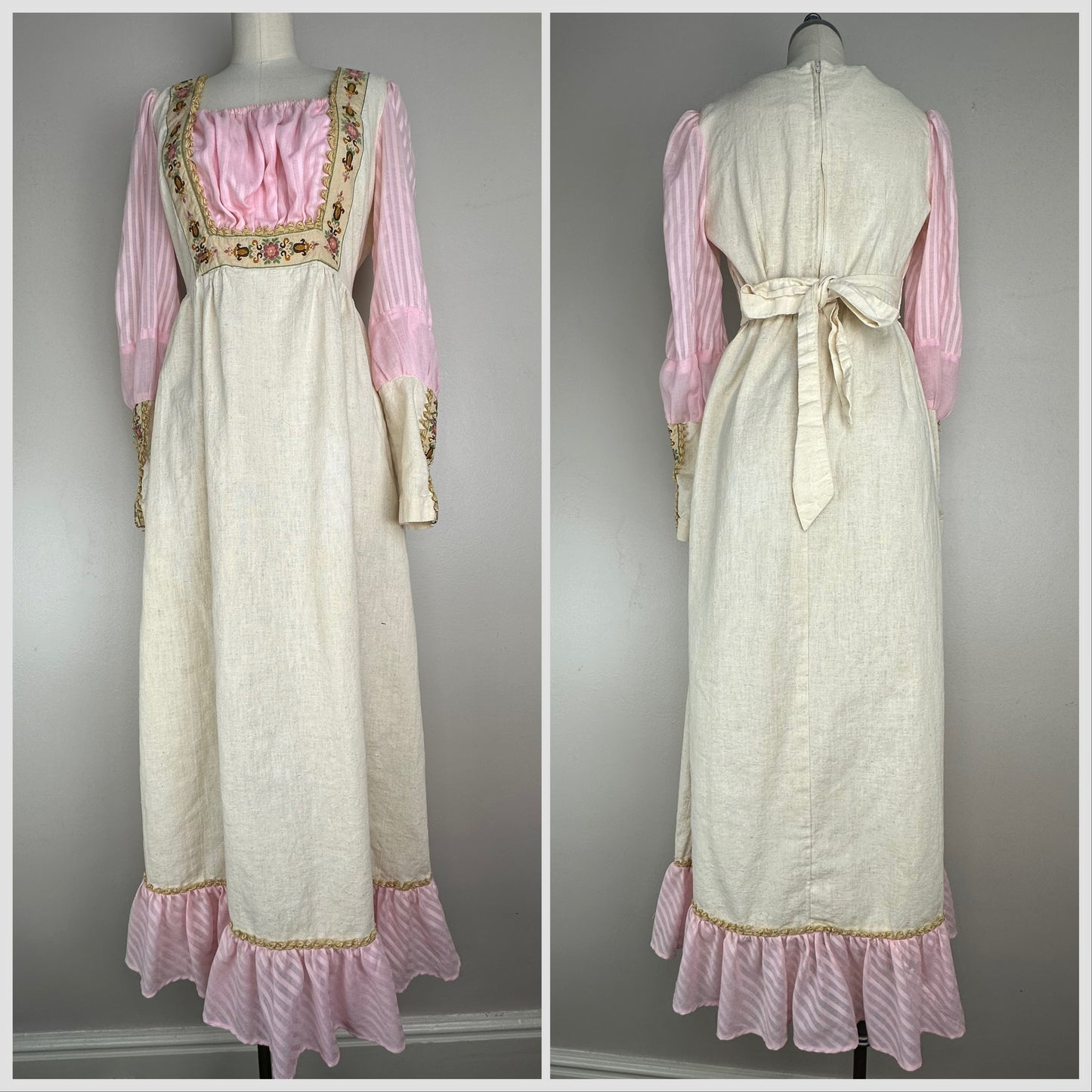 1970s Renaissance Inspired Maxi Dress, Gunne Sax Copy, Rare Size 15/Medium