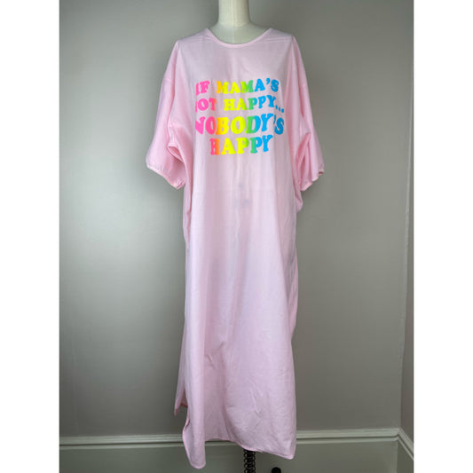 1990s Fleece Nightgown, “If Mama's Not Happy Nobody’s Happy”, Size XXL