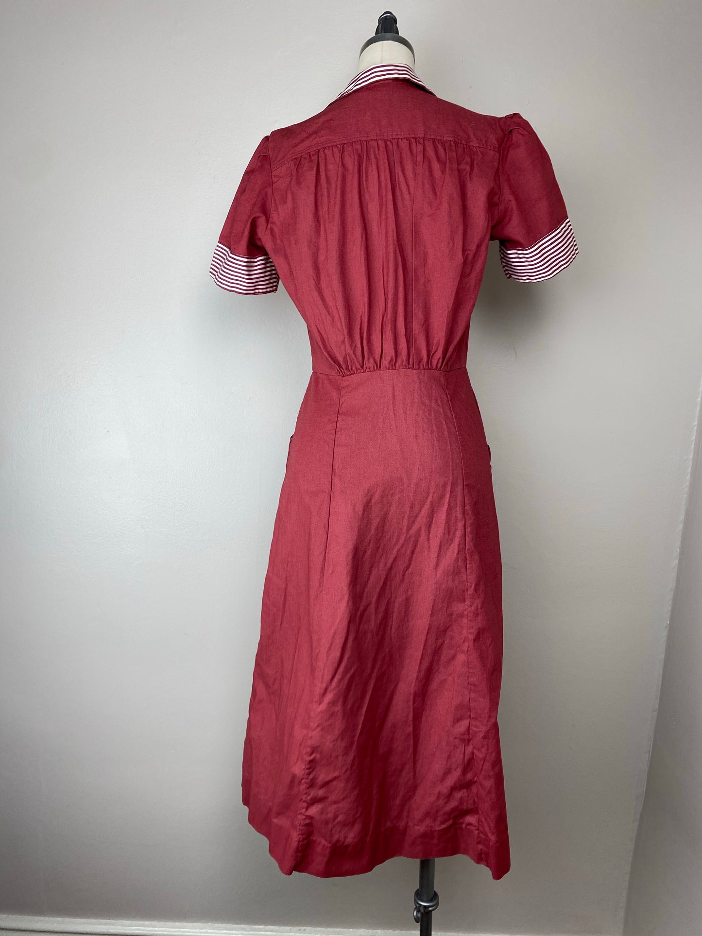 1940s Waitress Uniform, Hoover Size Small, Midi Length