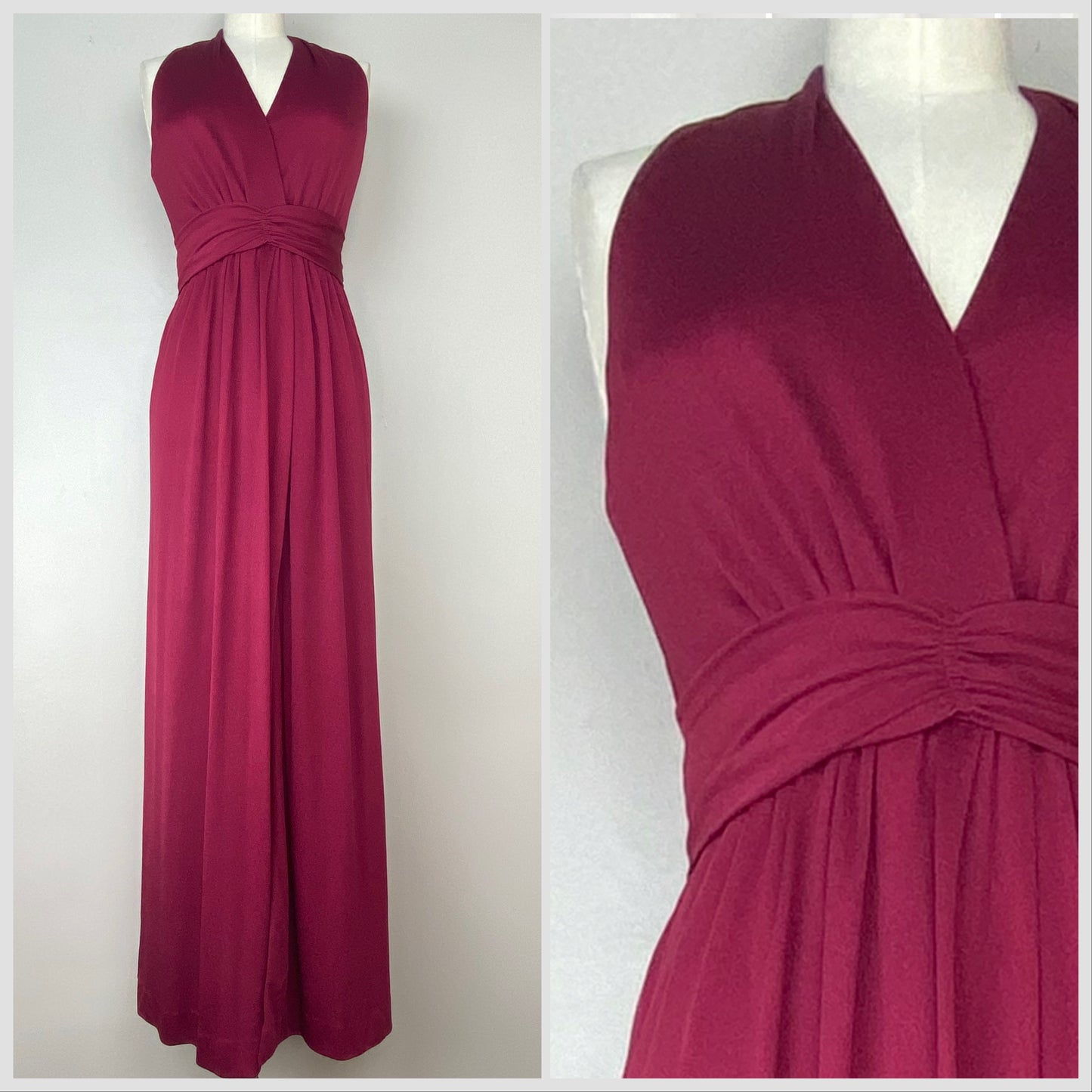 1970s Burgundy Maxi Dress, J. Winn-Powell, Size XS