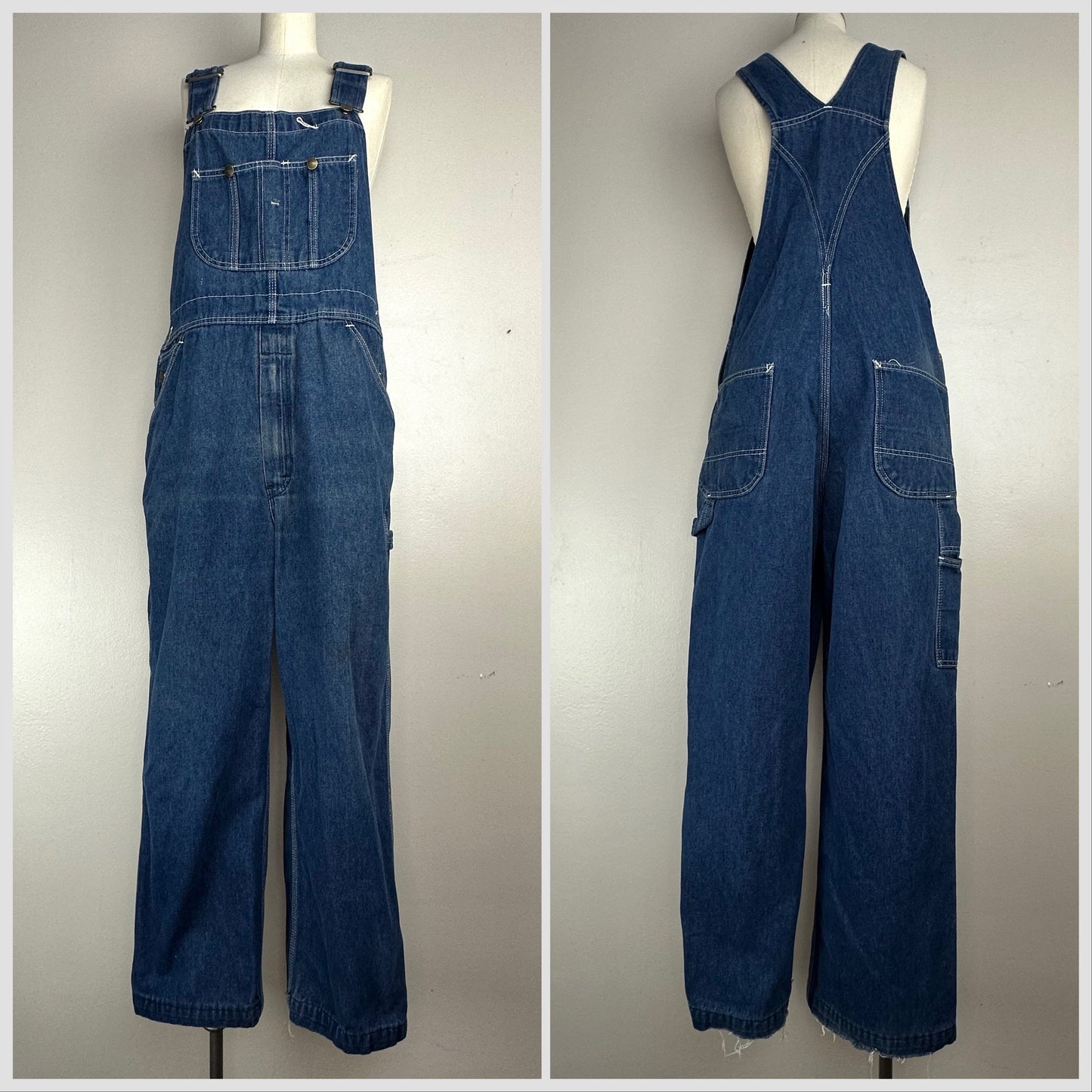 1980s Roebucks Denim Overalls, Size Medium, Distressed