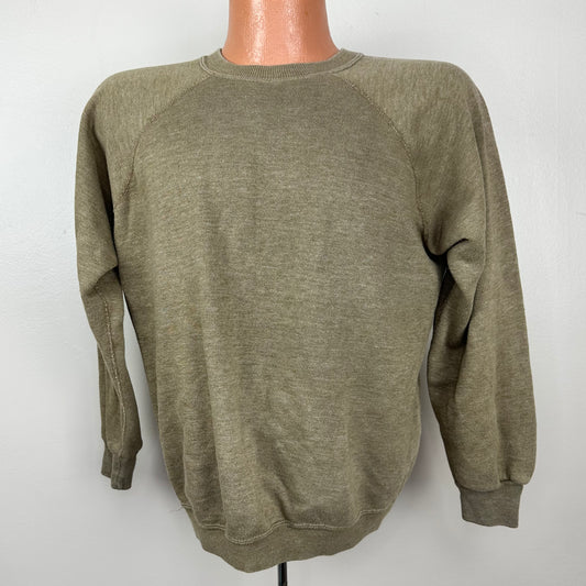 1970s Blank Sweatshirt, Sportswear Size Large, Greenish Brown