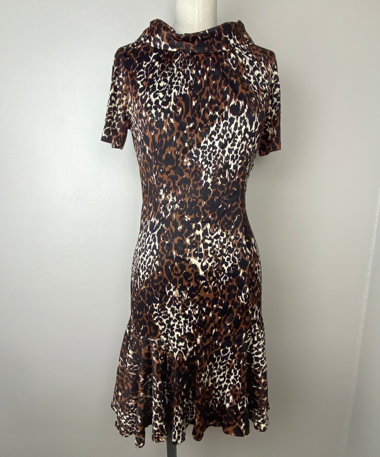 1960s Animal Print Drop Waist Mini Dress, Size Small