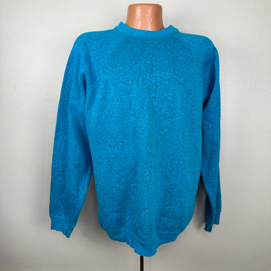 1980s Speckled Bright Blue Blank Tri Blend Sweatshirt, Sweats Appeal by Tultex Size XL