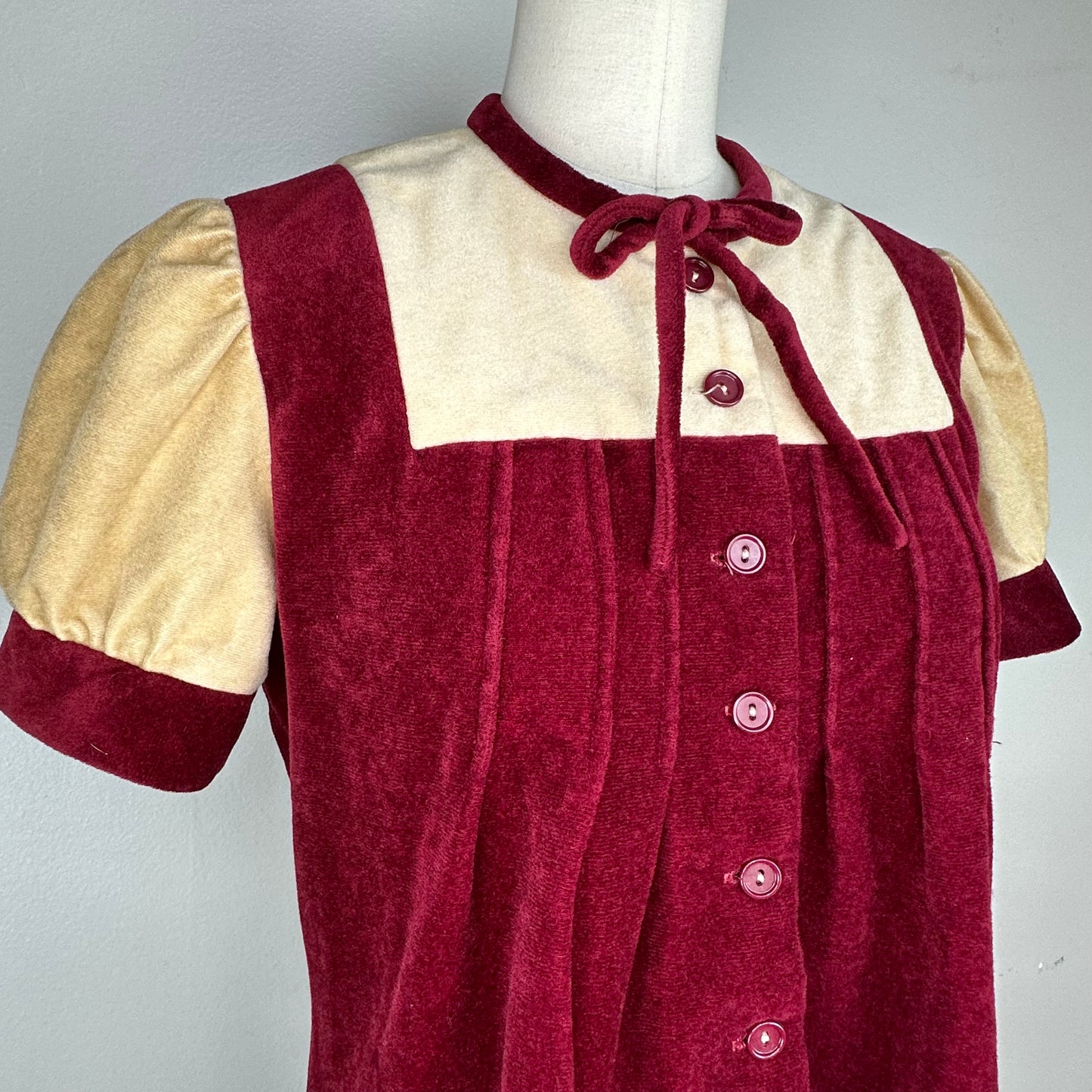 1970s Velour Mini Dress, Size Small