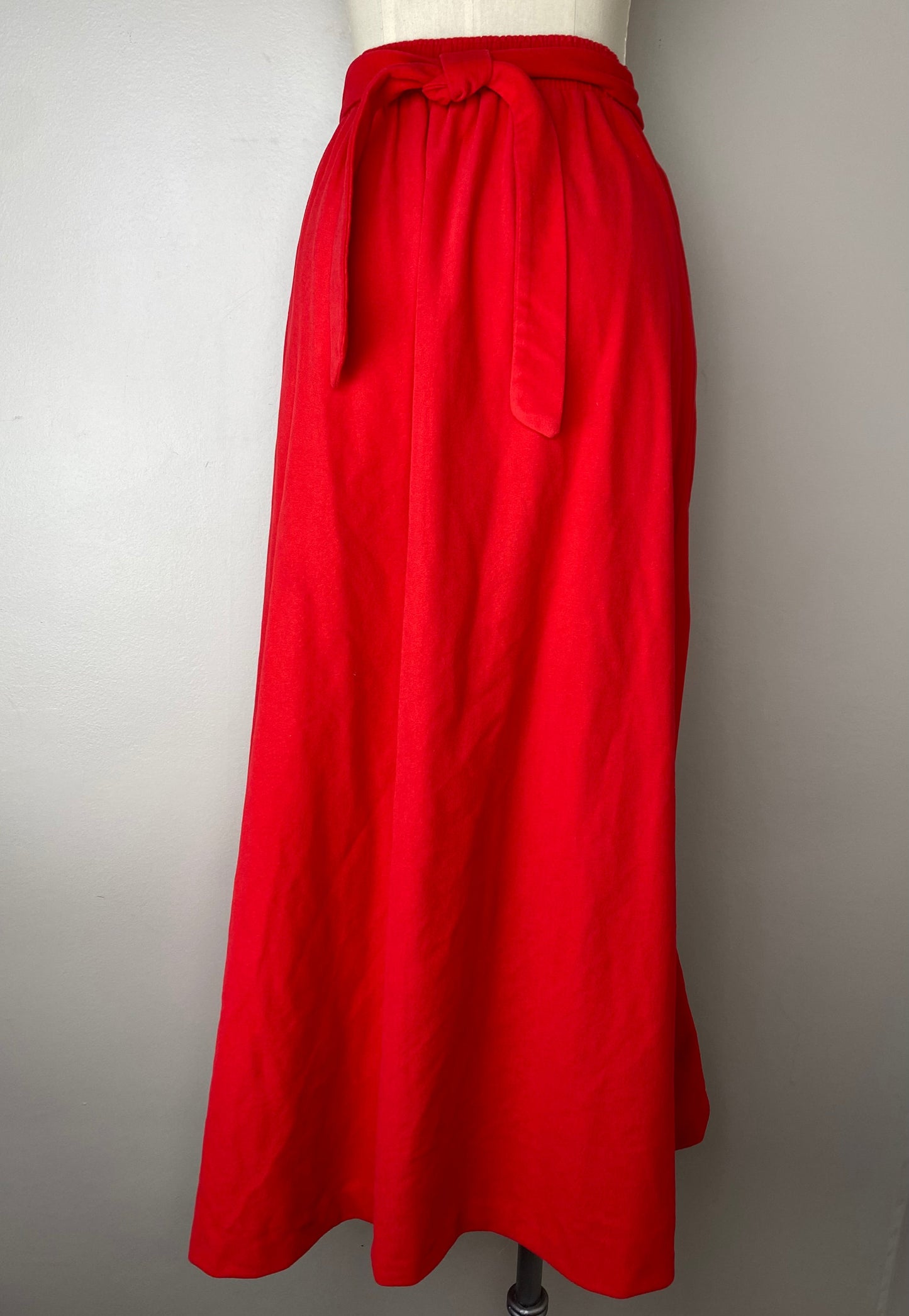 1970s Red Embellished Maxi Skirt, Evelyn Person, Size Small-Medium, Hostess Skirt