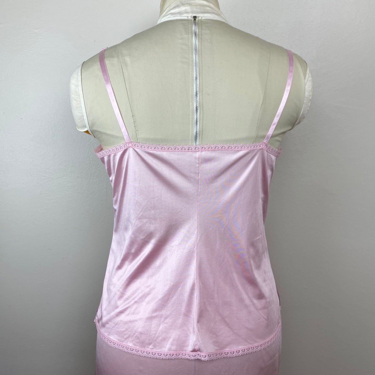 1970s Vanity Fair Pastel Pink Camisole and Half Slip, Size Medium, Nylon