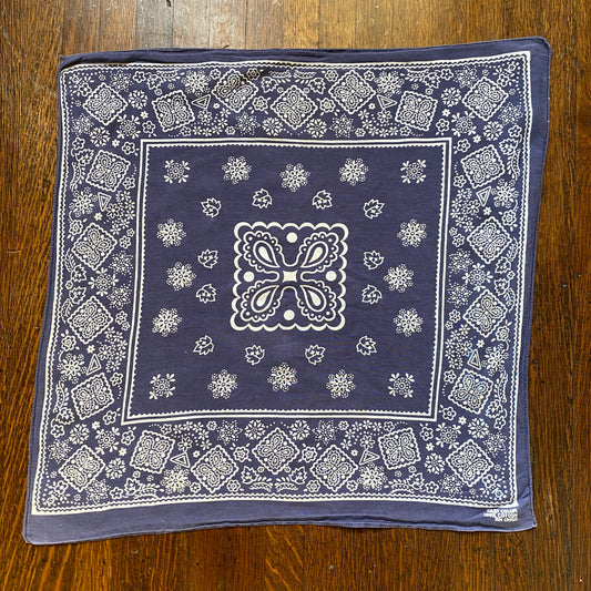 1950s/60s Indigo Bandana, RN 13960, 100% Cotton, Fast Color, Selvage Edge