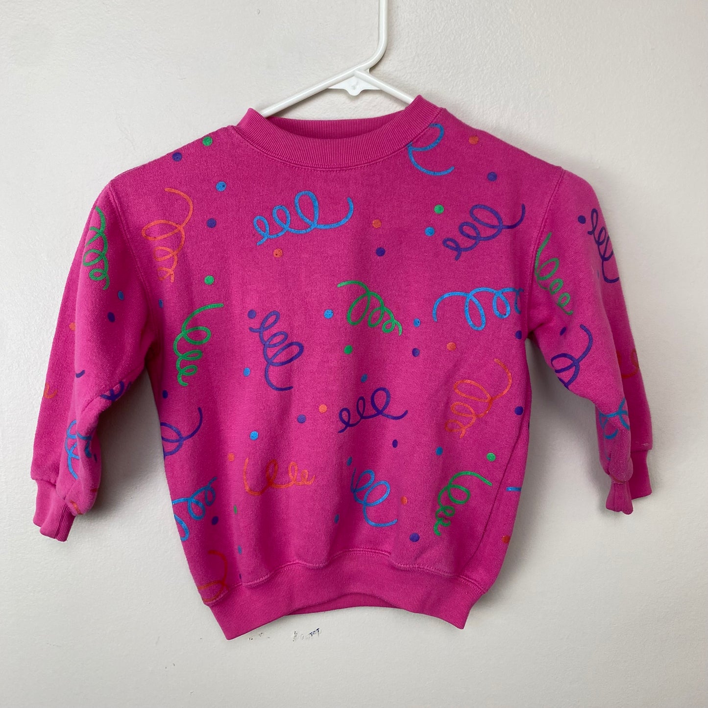 1980s Pink Squiggles Sweatshirt, Kids Size 5/6