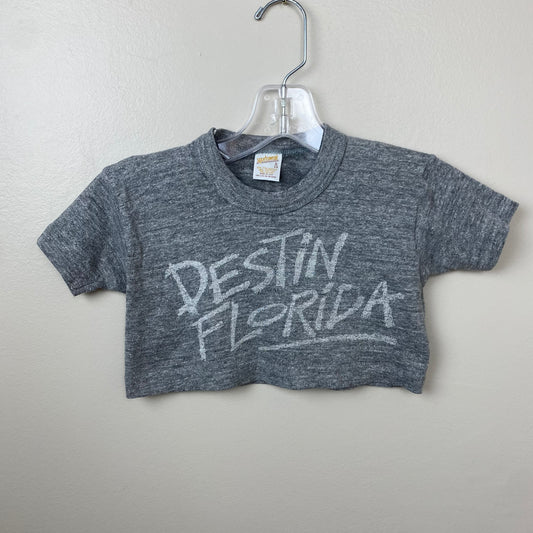 1980s Destin Florida Cropped T-Shirt, Sportswear Tri-Blend, Kids Size 6-8