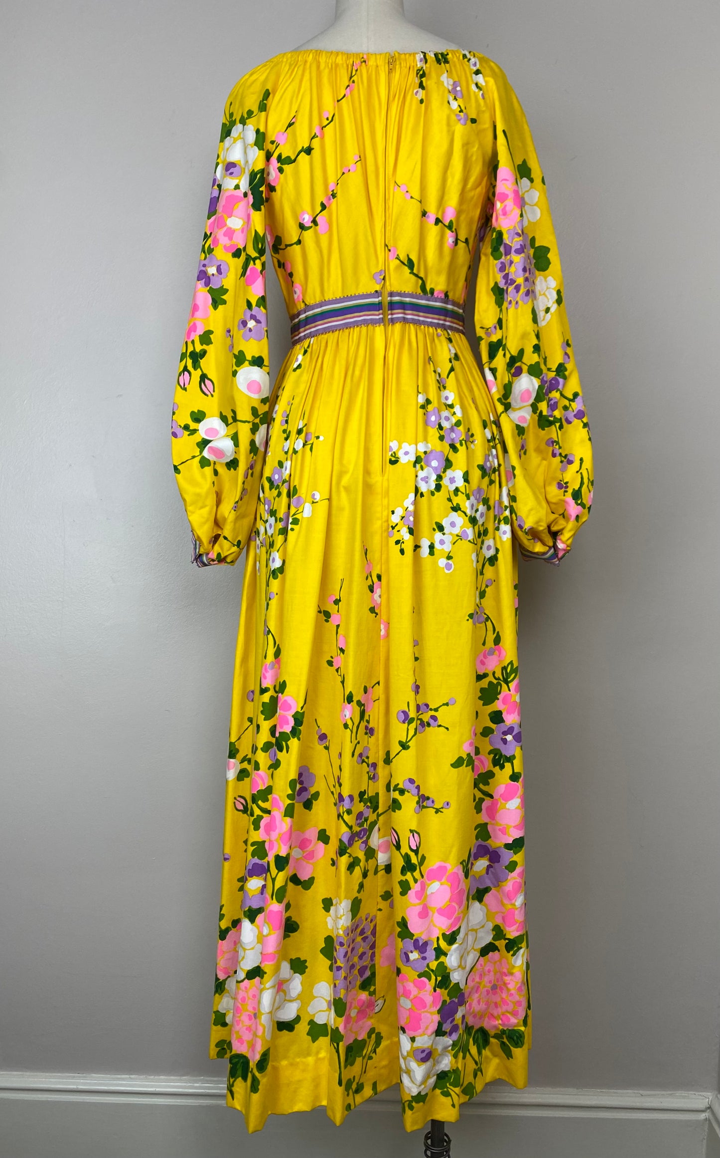 1970s Gus Mayer Floral Maxi Dress, Size XS/S