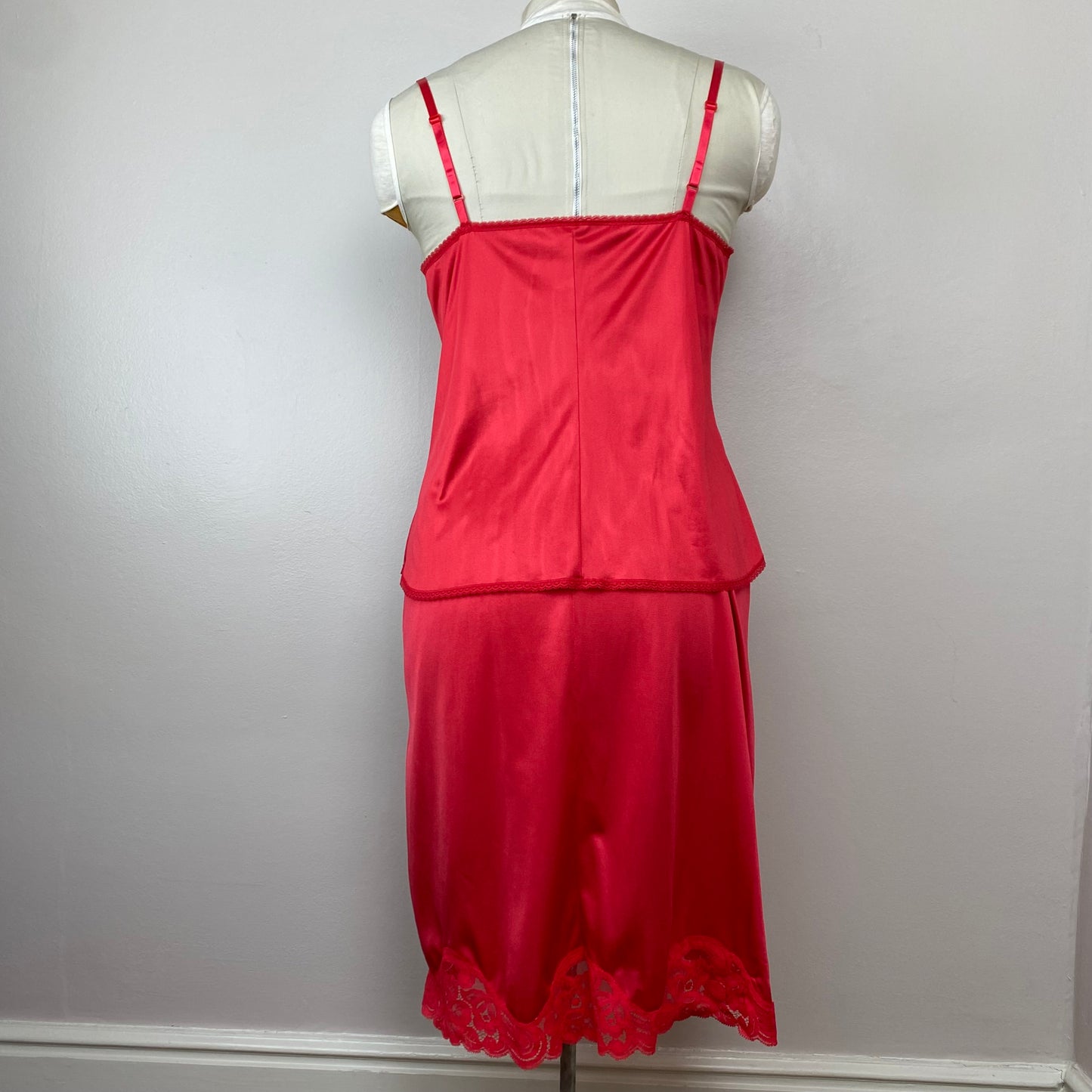 1970s Red Vanity Fair Camisole and Half Slip, Size Medium, Nylon