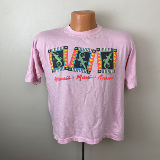 1990s Hawaii Cropped T-Shirt, Poly Tees Size Large, Maui, Kauai