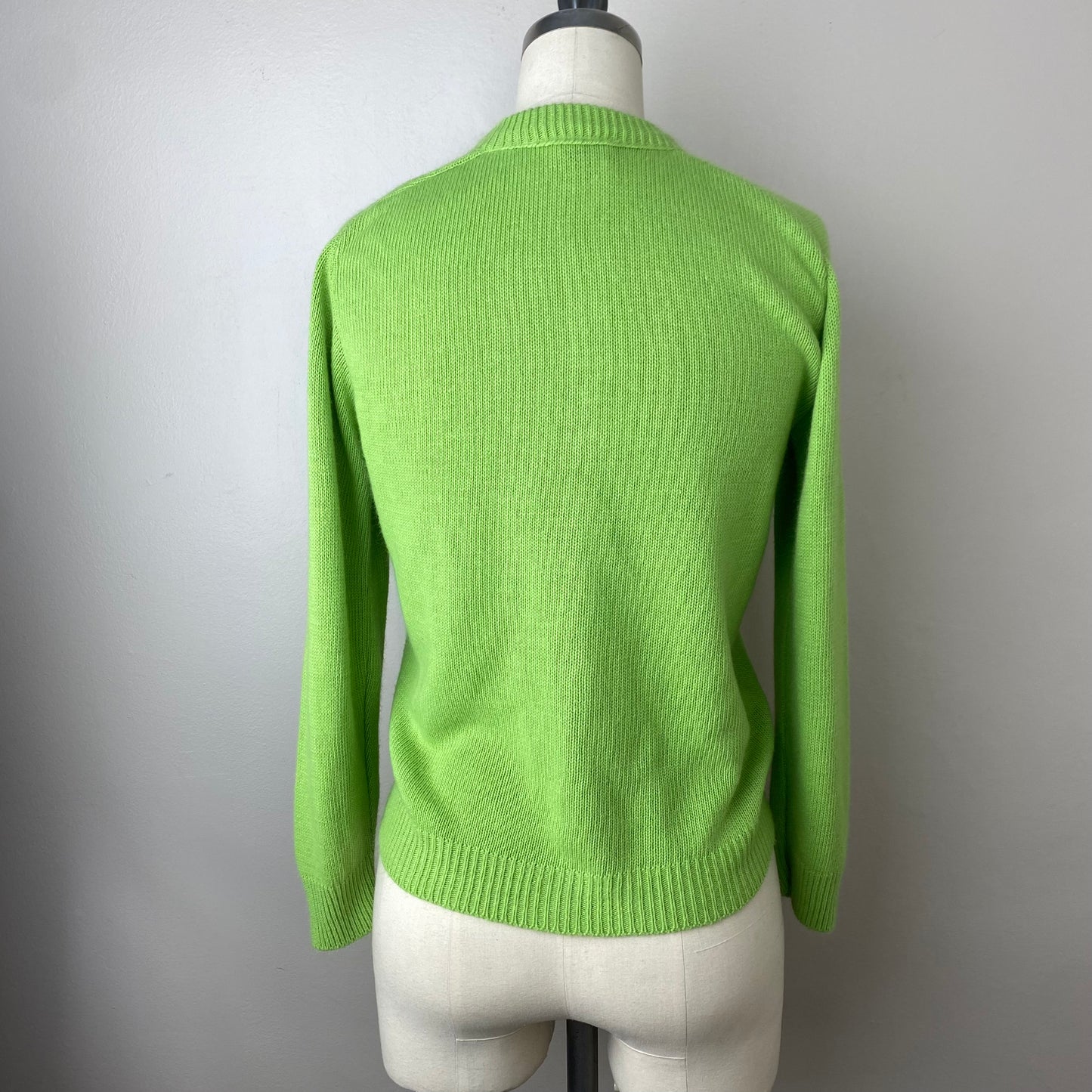 1960s Lime Green Cardigan Sweater, Size Small, Soft Acrylic