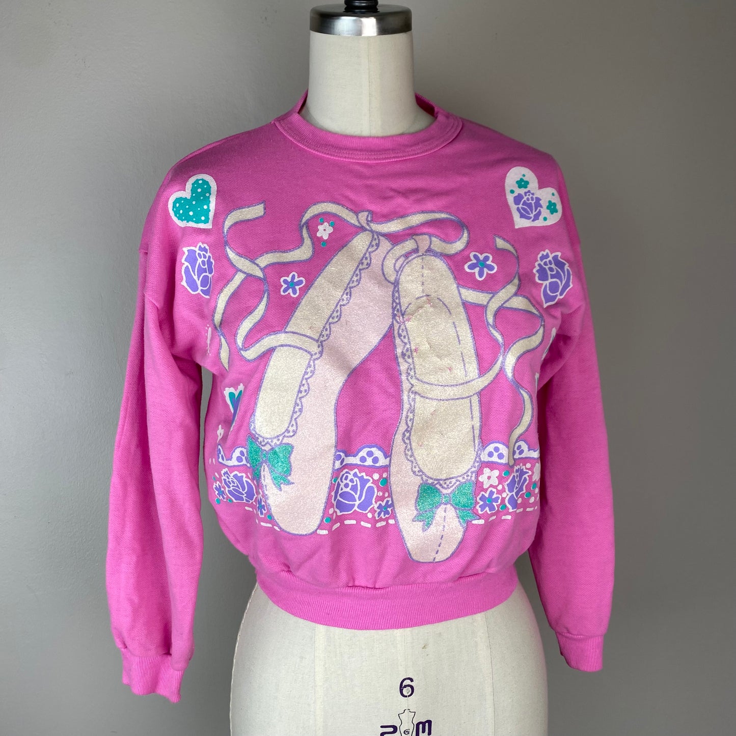 1980s Pink Ballet Sweatshirt, Girls Athletic Works Size 10/Adult XS