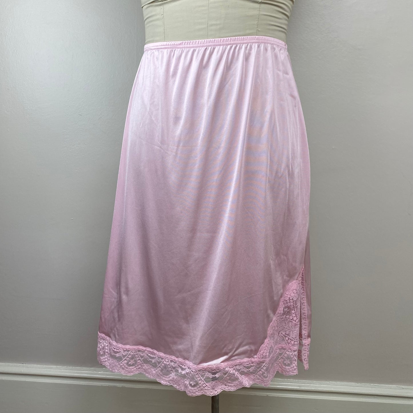 1970s Vanity Fair Pastel Pink Camisole and Half Slip, Size Medium, Nylon