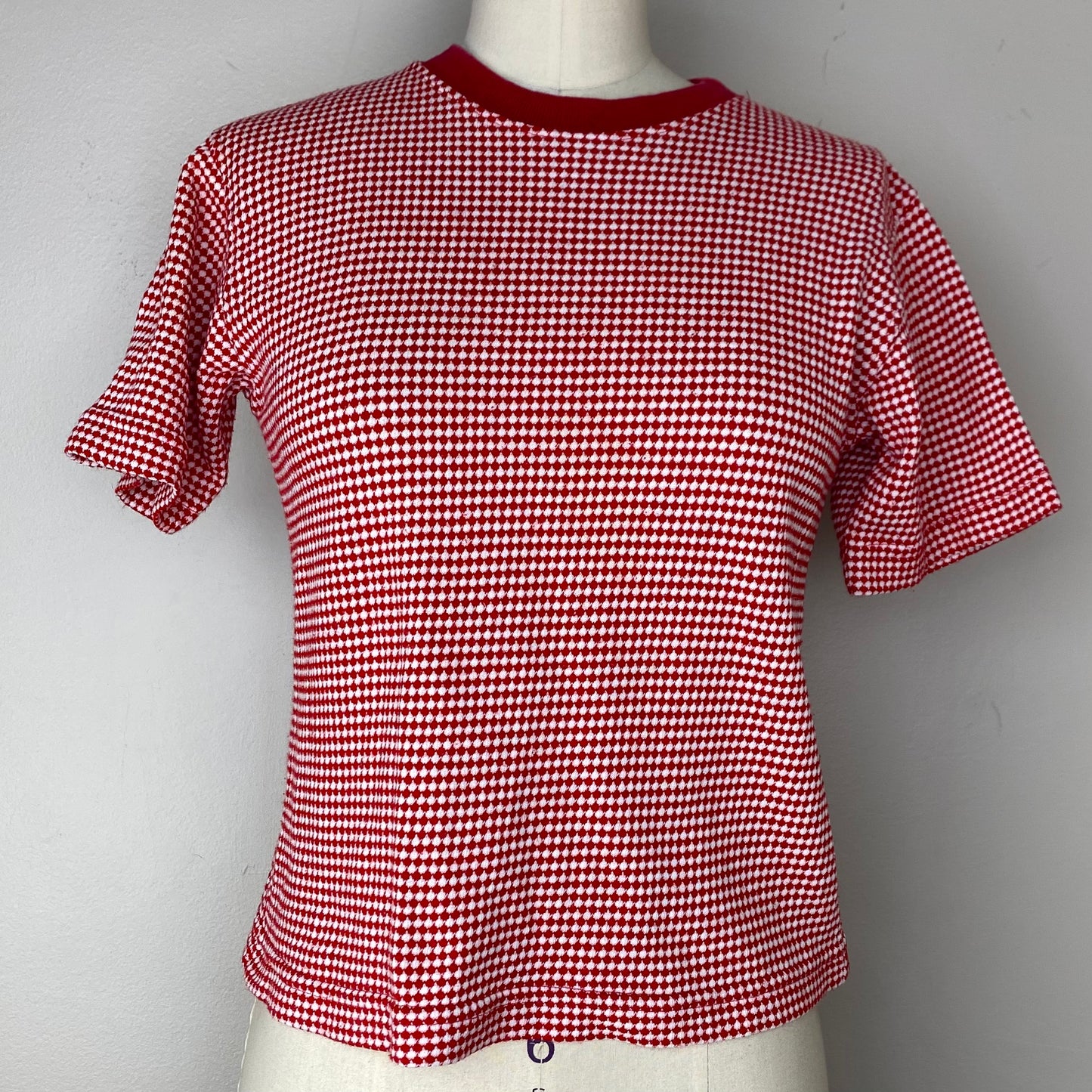 1990s Red and White T-Shirt, Basic Elements Size Small