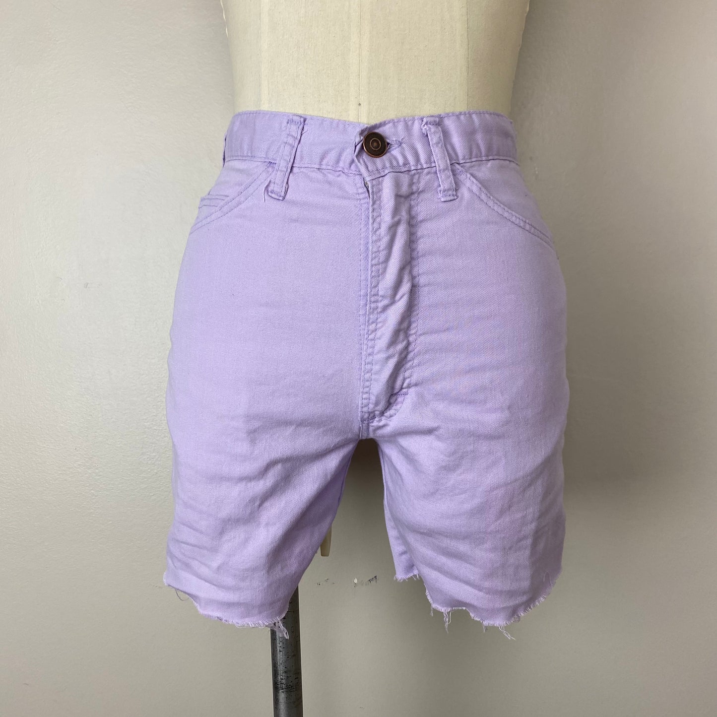 1970s/80s Lavender Cut Off Shorts, Les Jambes Jeans, Size XS/S, 25" Waist