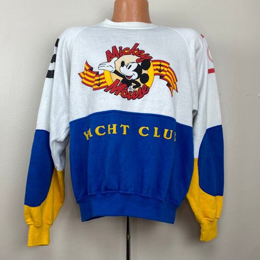 1990s Mickey Mouse Yacht Club Color Block Sweatshirt, Disney Wear Size Large